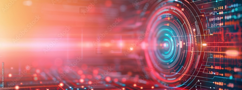 Poster encrypted communication, holographic interface, advanced data security, modern tech