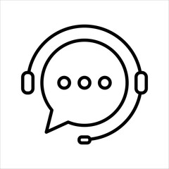 hotline icon, flat linear change line thickness simple operator logotype graphic unique design isolated on white, concept of client.