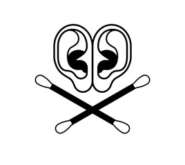 Ear and ear stick sign. concept: Ear cleaning salon sign