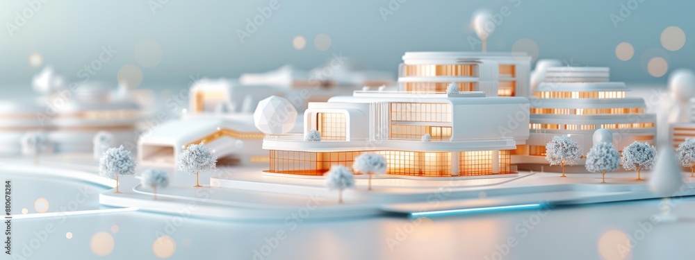 Poster engaging 3d building simulations for architectural projects, engaging building 3d, high-tech archite