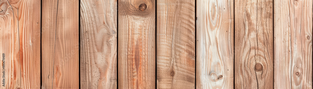 Poster close-up texture of vertical wooden planks creating a rustic wall background with varying shades of 