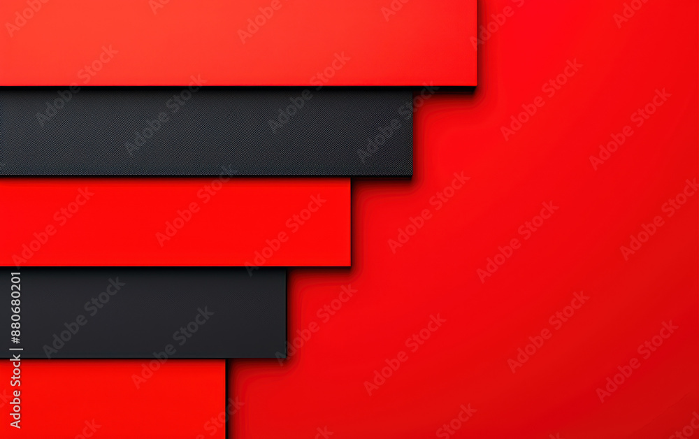 Poster modern abstract background featuring overlapping red and black layers. perfect for presentations, we