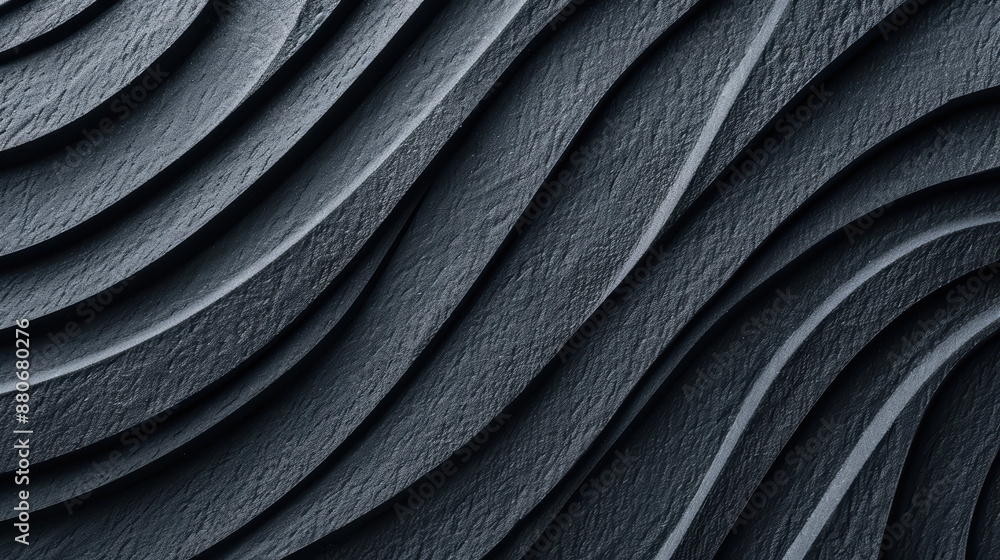 Poster abstract dark grey wavy pattern textured surface. modern geometric background with layered curves cr