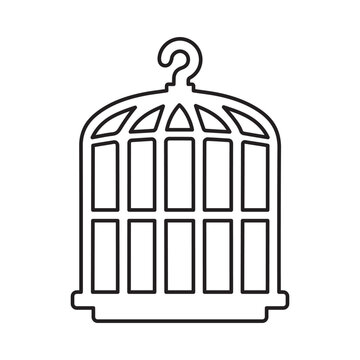recommend clip art: Bird, cage, pet outline icon. Line art vector.
