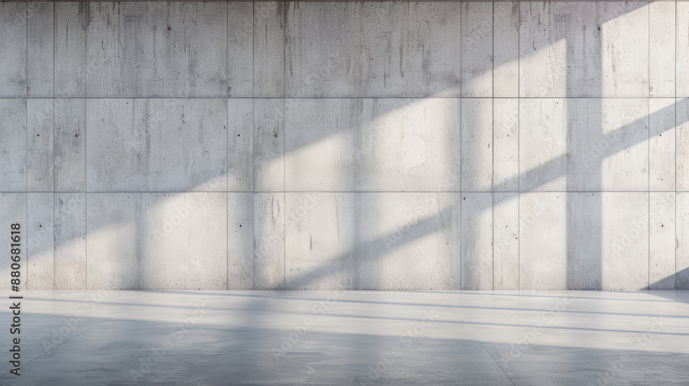 Poster empty concrete wall exposed to sunlight with shadows. modern industrial architecture background with