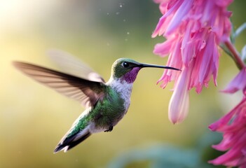 Fototapeta premium flower colourful creative creativity honey colours art floral hummingbird spirituality flying imagination animal