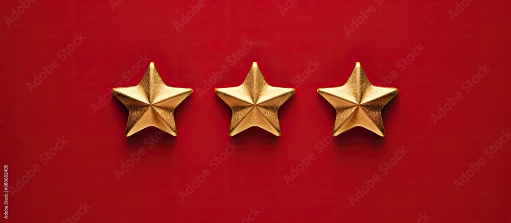 Poster Three golden stars against a red backdrop symbolizing a feedback concept for reviews Adding copy space image