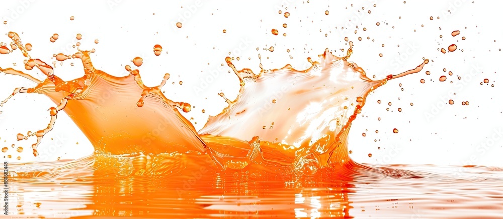 Poster orange water splash isolated on white background with copy space image