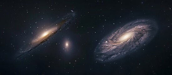 Fototapeta premium A pair of galaxies brighten the night with a captivating copy space image