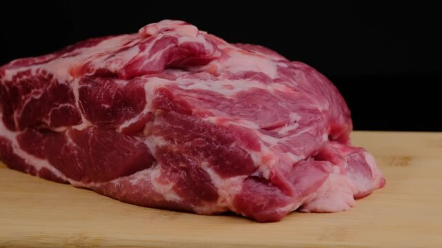 a piece of pork steak in close-up