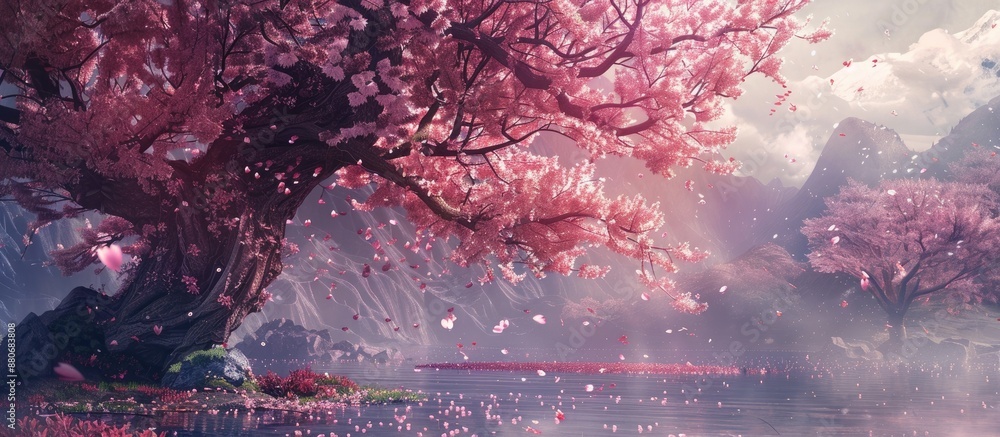 Leinwandbilder spring features a blossoming sakura tree adorned with pink flowers creating a serene copy space imag
