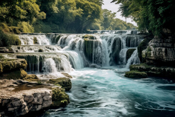 Obraz premium nature waterfall on background