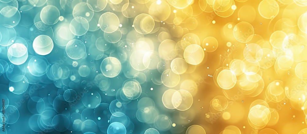 Fototapete beautiful bokeh effect over a blue and yellow gradient background perfect for copy space image