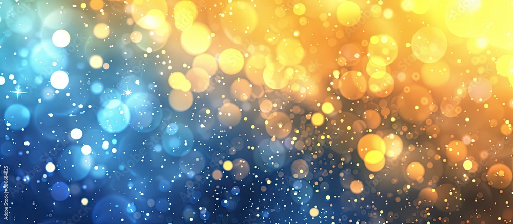Poster beautiful bokeh effect over a blue and yellow gradient background perfect for copy space image