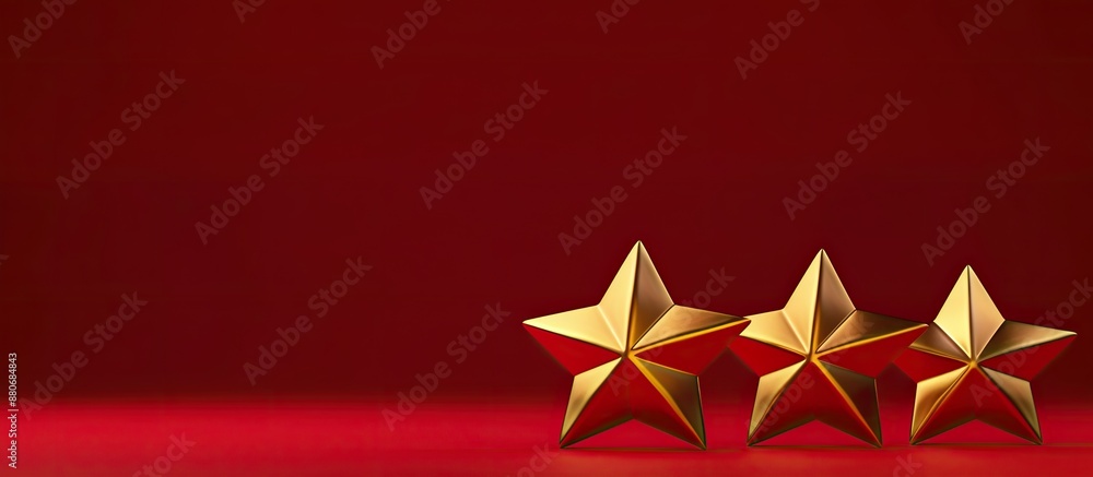 Poster Three golden stars against a red backdrop symbolizing a feedback concept for reviews Adding copy space image