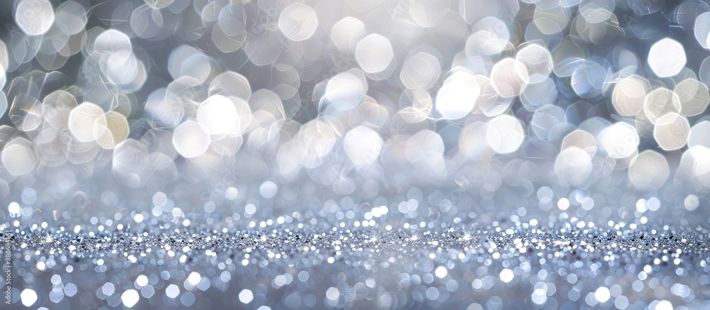 Aufkleber Abstract defocused glitter backdrop with a silver white sparkle bokeh background providing ample copy space image