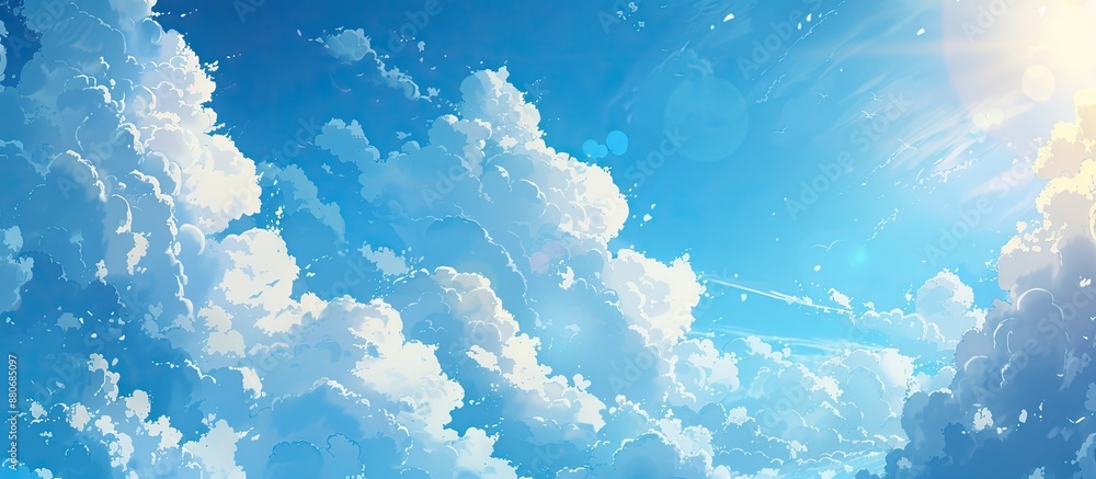 Poster Ample space on the image of the blue sky and clouds for adding text or other elements