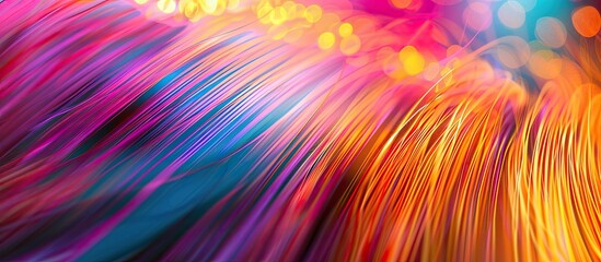 Colorful lines create a light abstract gradient motion effect on a blurred background perfect for a copy space image