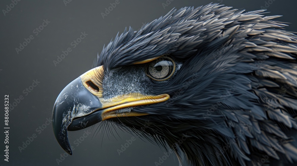 Poster Close up of a black eagle with empty area