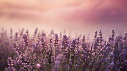 Fototapeta premium Lavender field in the sunset rays
