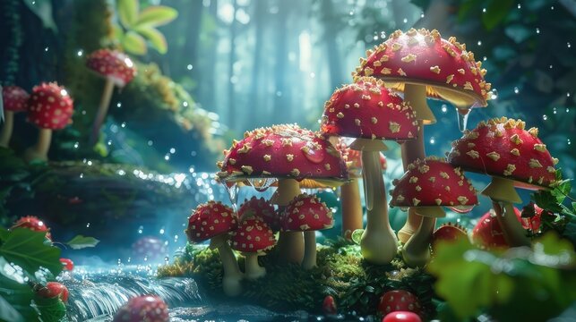 Mushrooms on a food themed backdrop