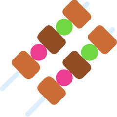 Vector Icon Brochette, Skewer, Meat, Grill, Food And Restaurant, BBQ