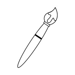Paint brush icon. Brush with paint in line art style