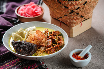 Lontong sayur or vegetable rice cake is an Indonesian traditional rice dish