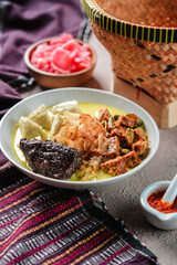 Lontong sayur or vegetable rice cake is an Indonesian traditional rice dish