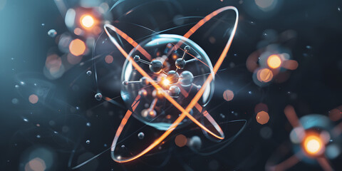 Ilustra&ccedil;&atilde;o de &aacute;tomo com el&eacute;trons em &oacute;rbita