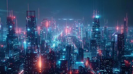 Abstract digital city background Technology and innovation concept 3D Rendering