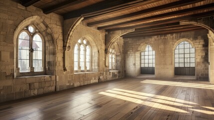 Fototapeta premium Fantasy medieval gallery in the castle.