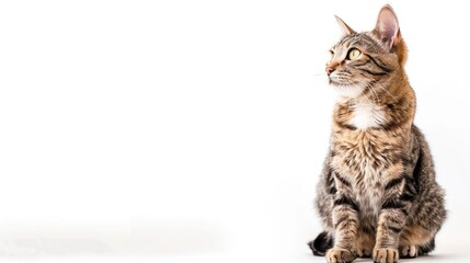 Cat sitting on white background