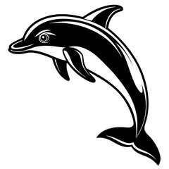 simple elegant dolphin leaping 2 Vector Design and illustration