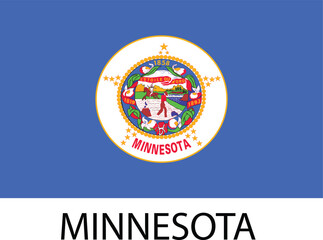 Minnesota Flag, United States Flags, Black and White Image, Vector Image, Editable illustration, Geography, Learn US Flags