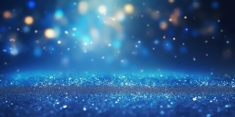 Obraz premium Blue Glitter Background with Bokeh Lights