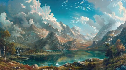 Fantasy landscape art illustration environment.