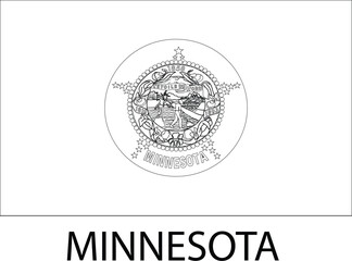 Minnesota Flag, United States Flags, Black and White Image, Vector Image, Editable illustration, Geography, Learn US Flags