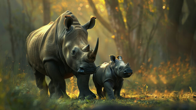 World Rhino Day. rhinoceros in the wild.