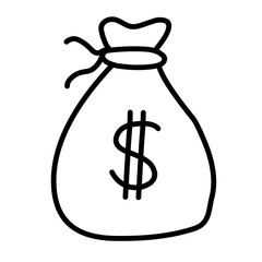 money bag hand drawn doodle with dollar sign