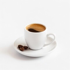 Fototapeta premium Espresso in a white cup isolated on white background