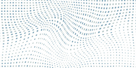 Abstract curved dotted line by squares with halftone effect. Vector graphic pattern