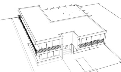 house building sketch architecture 3d illustration