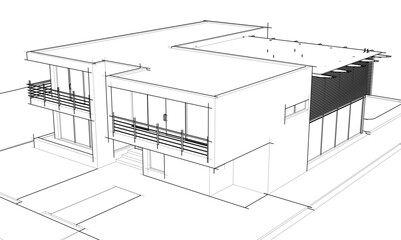 Fototapeta premium house building sketch architecture 3d illustration