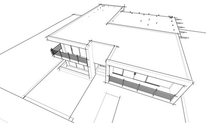 house building sketch architecture 3d illustration