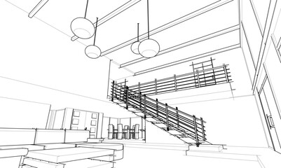 house building sketch architecture 3d illustration