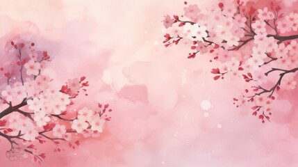 Pink Cherry blossom Illustration. Frame of Sakura Cherry Blossoms Spring flower