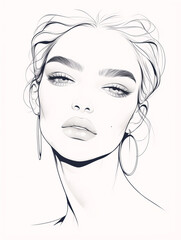 Drawing of a girl in black pencil.