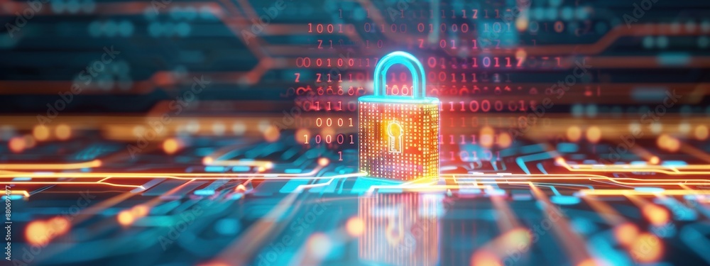 Poster firewall security, holographic tor encryption, advanced end-to-end keys, dark background