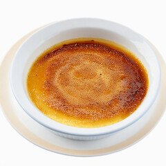 French Creme Brulee, isolated on white background